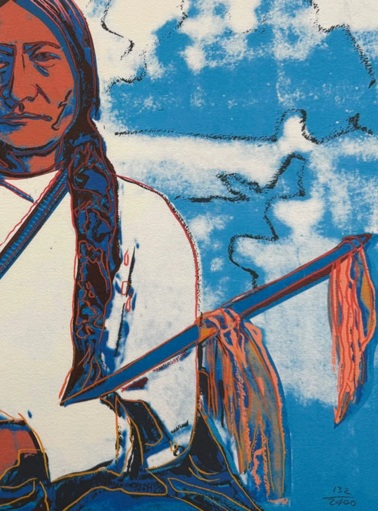 Andy Warhol - Sitting Bull bílo-modrý 132/2400 - 60x60cm, limitovaná edice CMOA s certifikátem