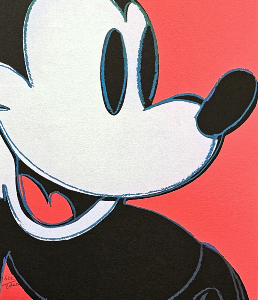 Andy Warhol - Mickey Mouse červený 622/2400 - 60x60cm, limitovaná edice CMOA s certifikátem