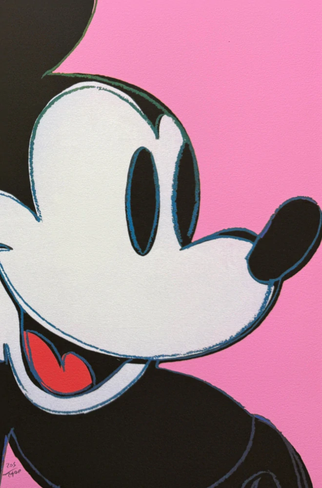 Andy Warhol - Mickey Mouse růžový 205/2400 - 60x60cm, limitovaná edice CMOA s certifikátem