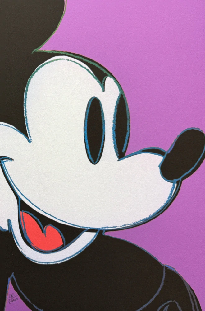 Andy Warhol - Mickey Mouse fialový 281/2400 - 60x60cm, limitovaná edice CMOA s ceritifkátem