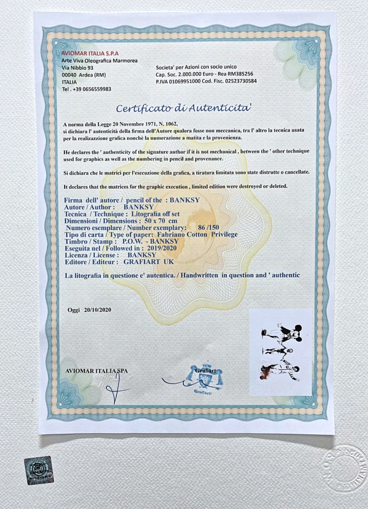 Banksy - Napalm 86/150 - číslovaná edice s certifikátem, 70x50cm