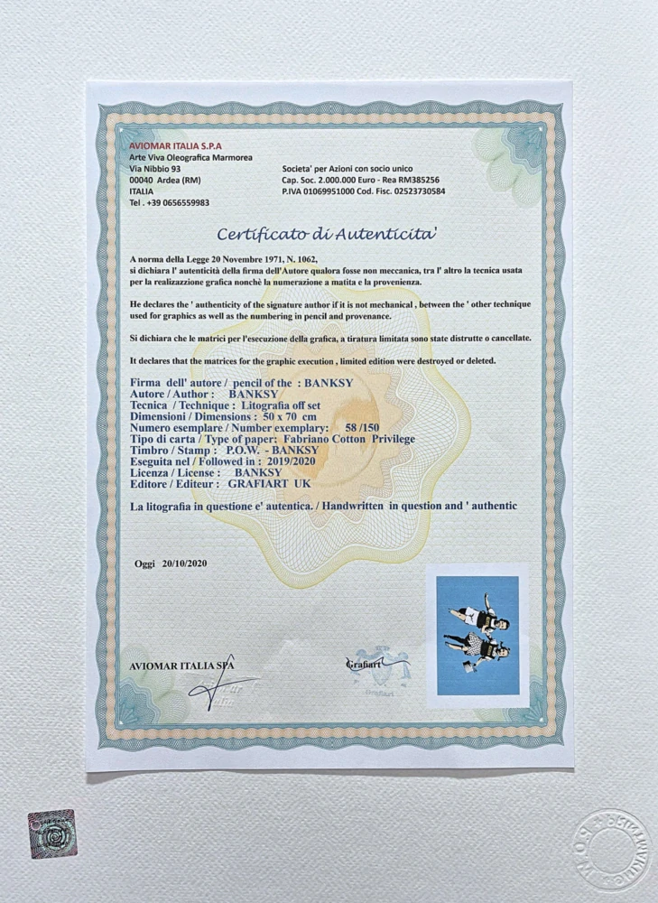 Banksy - Jack and Jill 58/150 - číslovaná edice s certifikátem, 70x50cm