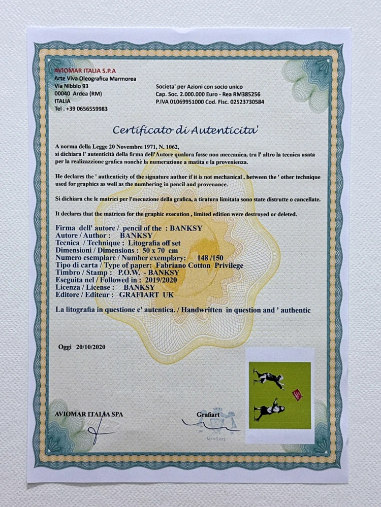 Banksy - No ball games 148/150 - číslovaná edice s certifikátem, 70x50cm