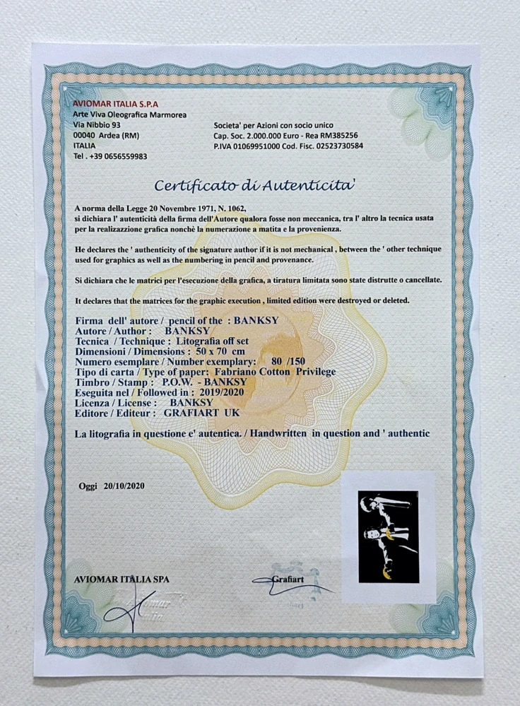 Banksy - Pulp Fiction 80/150 - číslovaná edice s certifikátem, 70x50cm
