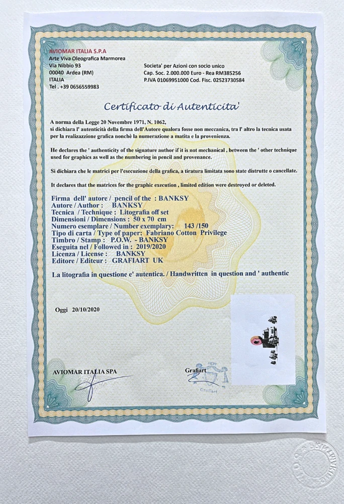 Banksy - Police donut x/150 - číslovaná edice s certifikátem, 70x50cm