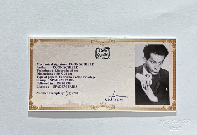 Egon Schiele - Lovers x/200 - limitovaná edice, s certifikátem, 50x70 cm