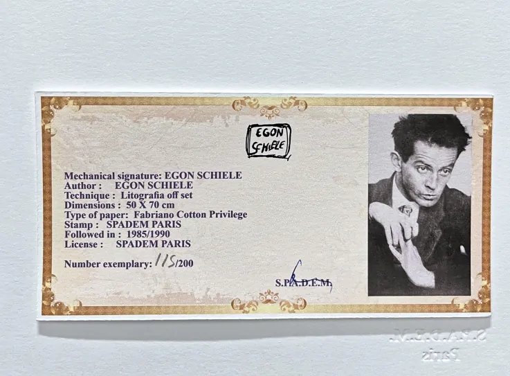 Egon Schiele - Naked Erwin Osen 115/200 - limitovaná edice, s certifikátem, 50x70 cm