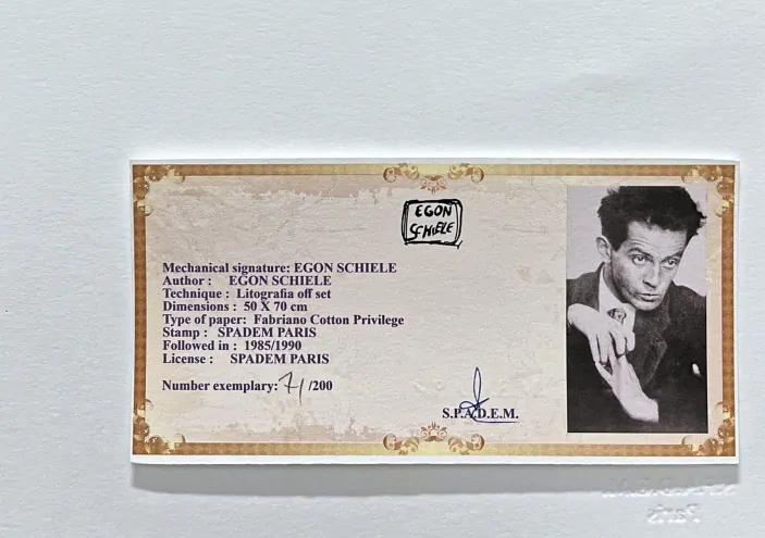 Egon Schiele - Act in black shirt x/200 - limitovaná edice, s certifikátem, 50x70 cm