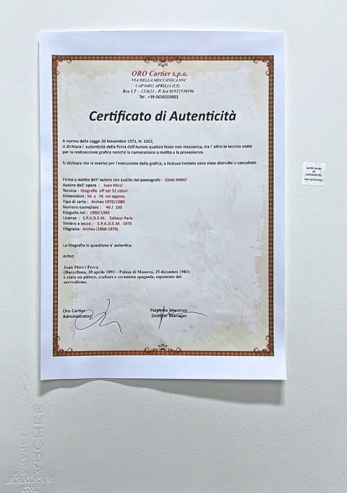 Joan Miró - Blue Splash 46/150 - limitovaná edice s certifikátem, signováno, 56x76cm