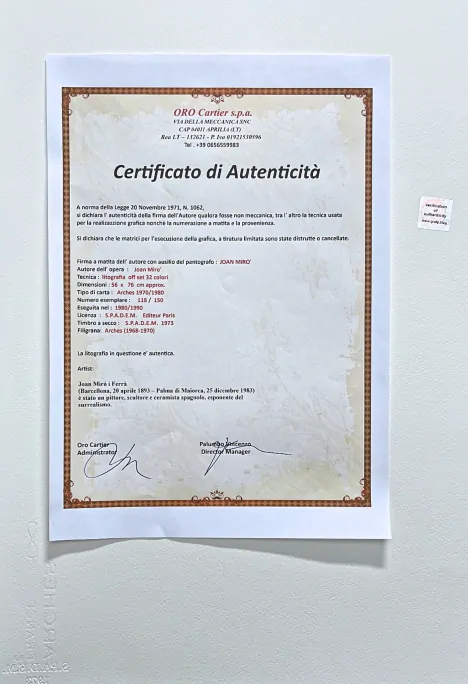 Joan Miró - Portrait of Mrs Mills in 1750 118/150 - limitovaná edice s certifikátem, signováno, 56x76cm