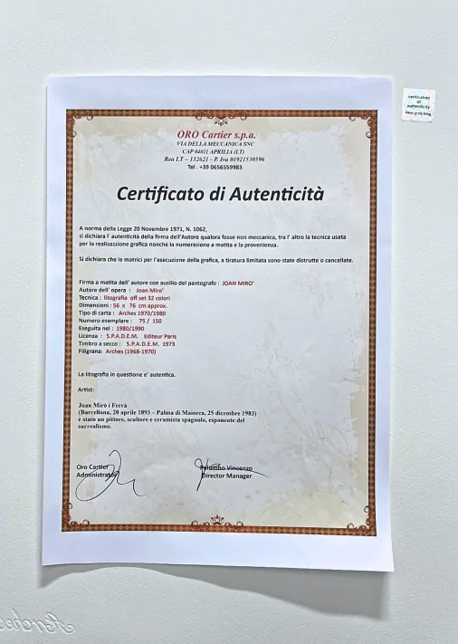 Joan Miró - Femme et Oiseaux 75/150 - limitovaná edice s certifikátem, signováno, 76x56cm