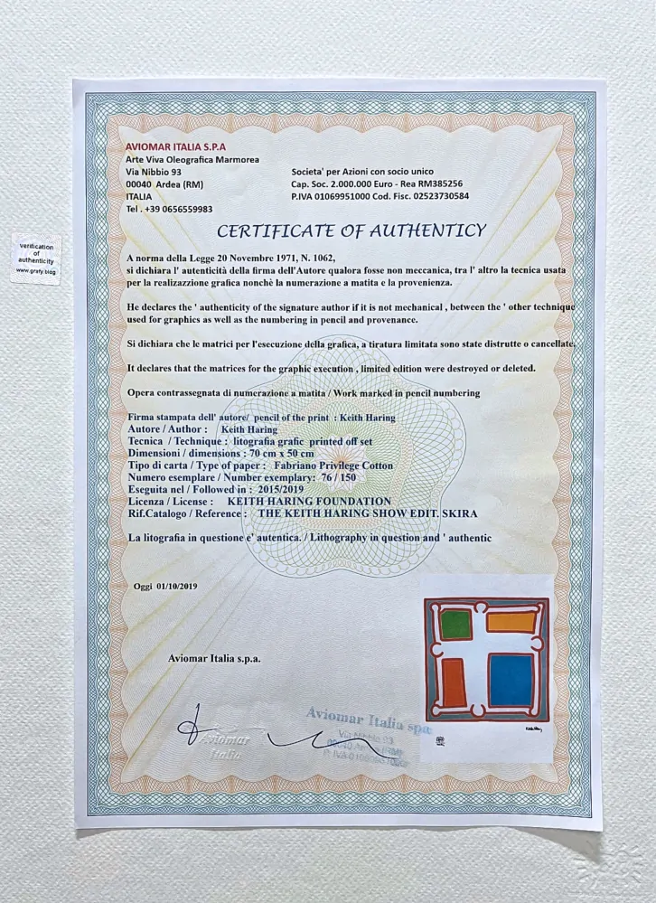 Keith Haring - Square 76/150 - signováno, limitovaná edice s certifikátem, 50x70 cm