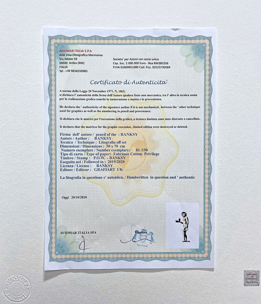 Banksy - Fast Food Neanderthal 81/150 - číslovaná edice s certifikátem, 50x70cm