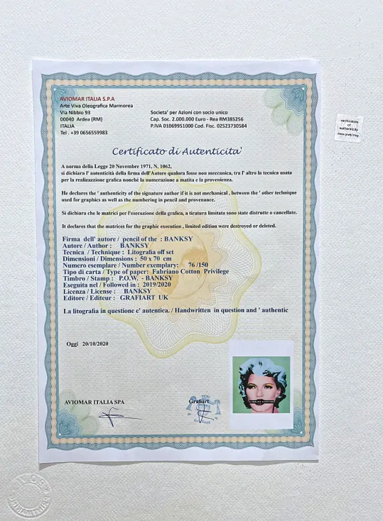 Banksy - Kate Moss 76/150 - číslovaná edice s certifikátem, 50x70cm