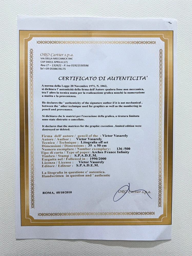 Victor Vasarely - Torony - limitovaná edice s certifikátem