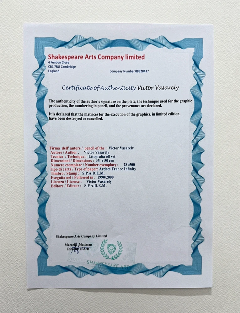 Victor Vasarely - ION 11 - limitovaná edice s certifikátem