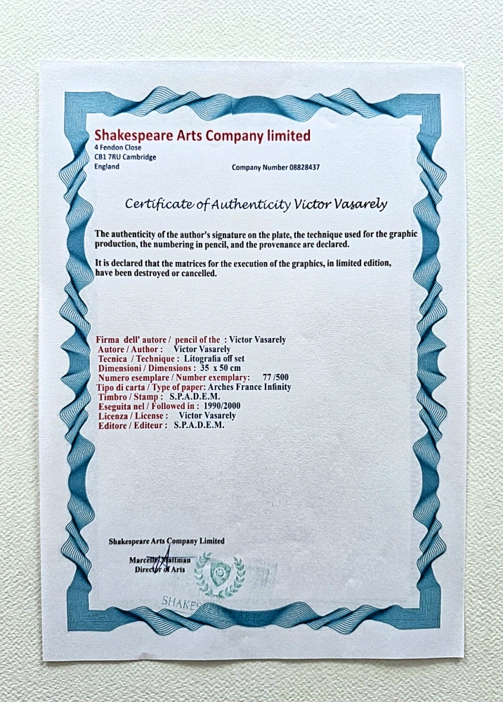 Victor Vasarely - Vega Arny - 77/500 - limitovaná edice s certifikátem