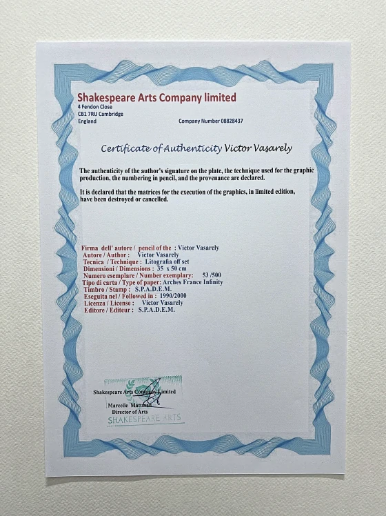 Victor Vasarely - EG-1-2 - limitovaná edice s certifikátem