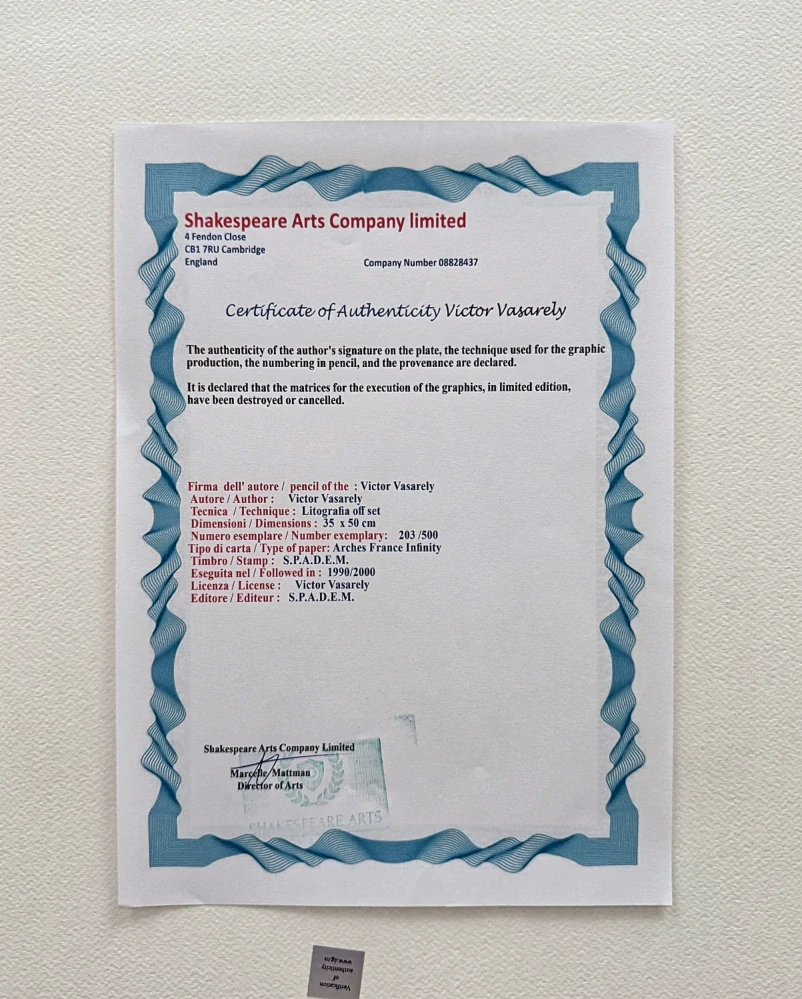 Victor Vasarely - Quasar C - 203/500 -limitovaná edice s certifikátem