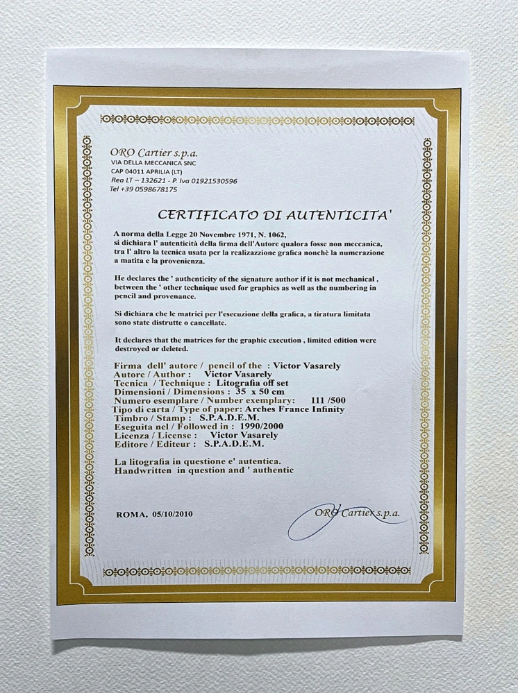 Victor Vasarely - Permutations blue - limitovaná edice s certifikátem