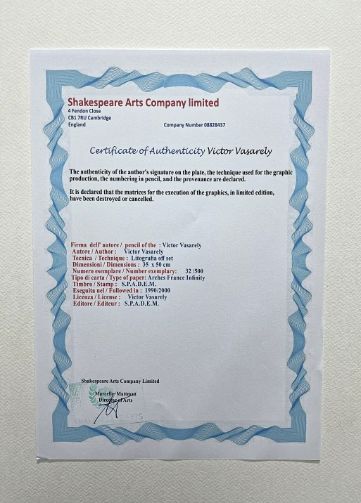 Victor Vasarely - Orion M.C - limitovaná edice s certifikátem