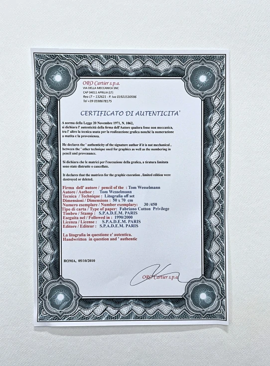 Tom Wesselmann - Still Life IV - signováno, limitovaná edice 30/450