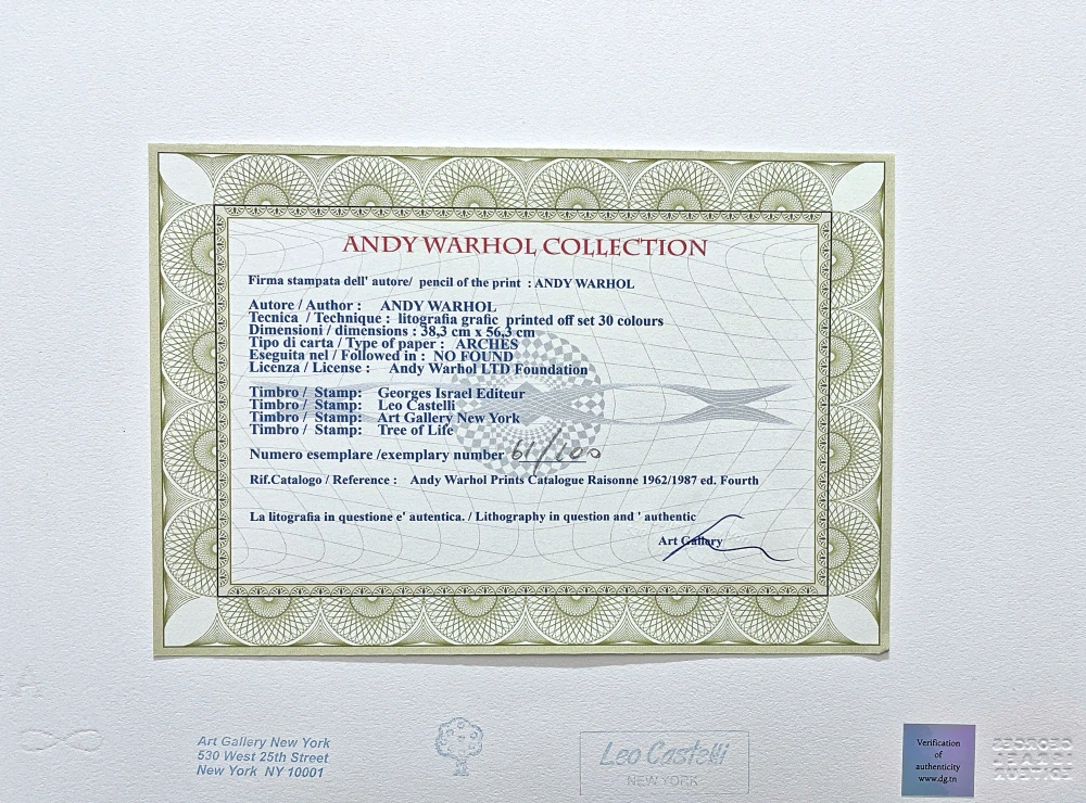 Andy Warhol - Rhinoceros 61/100 - edice Leo Castelli s certifikátem