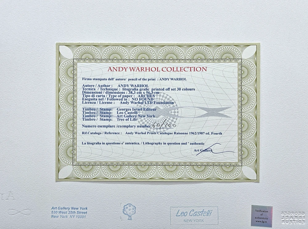 Andy Warhol - 6x Skull 60/100 - edice Leo Castelli s certifikátem