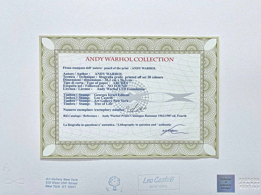 Andy Warhol - I love you 20/100 - edice Leo Castelli s certifikátem