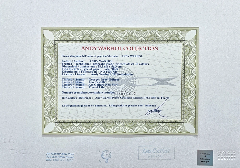 Andy Warhol - Brooklyn Bridge x/100 - edice Leo Castelli s certifikátem