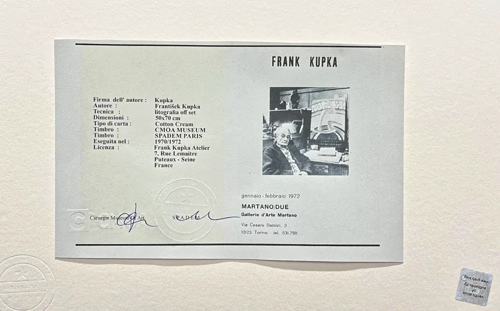František Kupka - Dvoubarevná fuga 86/350 - limitovaná edice s certifikátem, 50x70cm