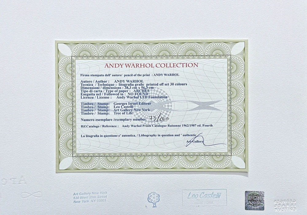 Andy Warhol - Geronimo x/100 - edice Leo Castelli s certifikátem
