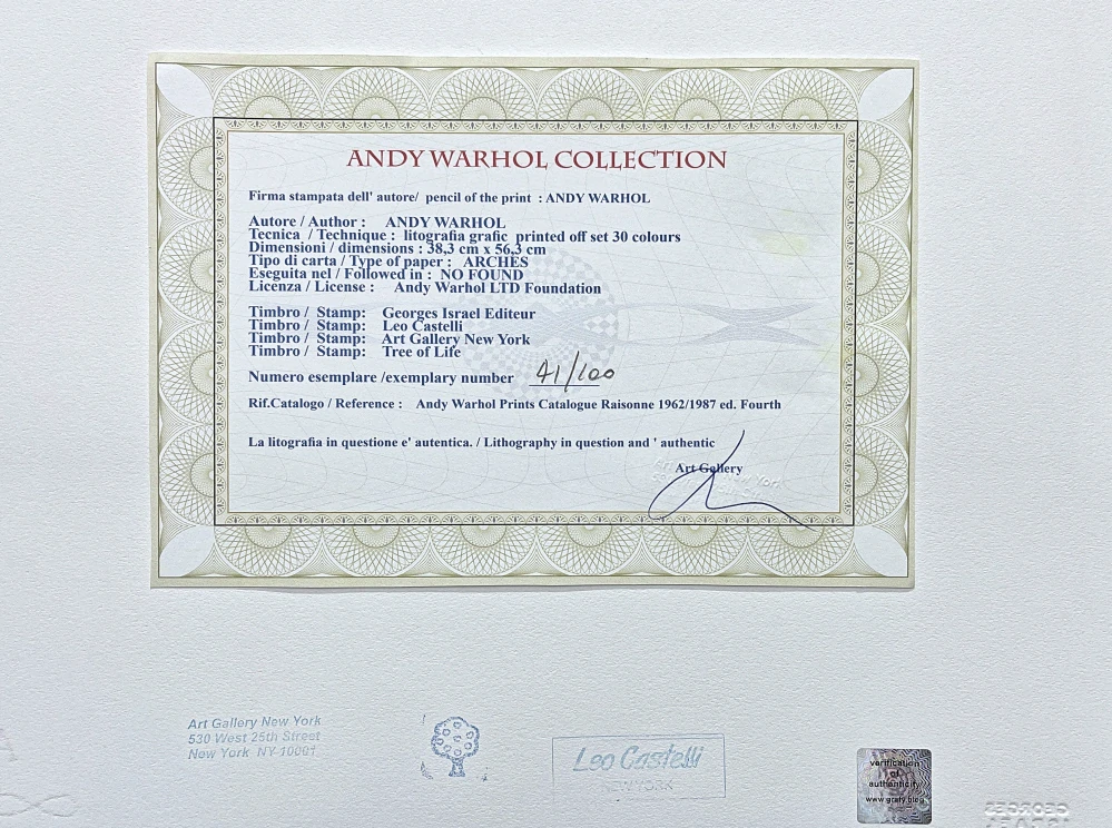 Andy Warhol - 9x Dollar Sign 41/100 - edice Leo Castelli s certifikátem