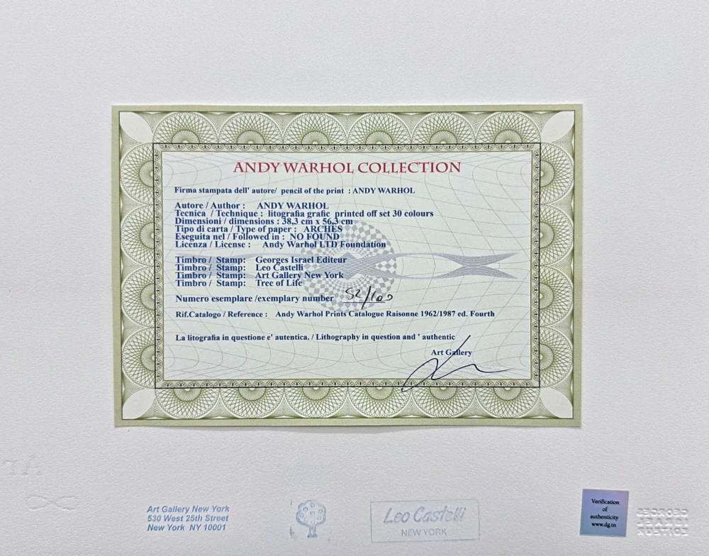 Andy Warhol - Queen Beatrix modrá 52/100 - edice Leo Castelli s certifikátem