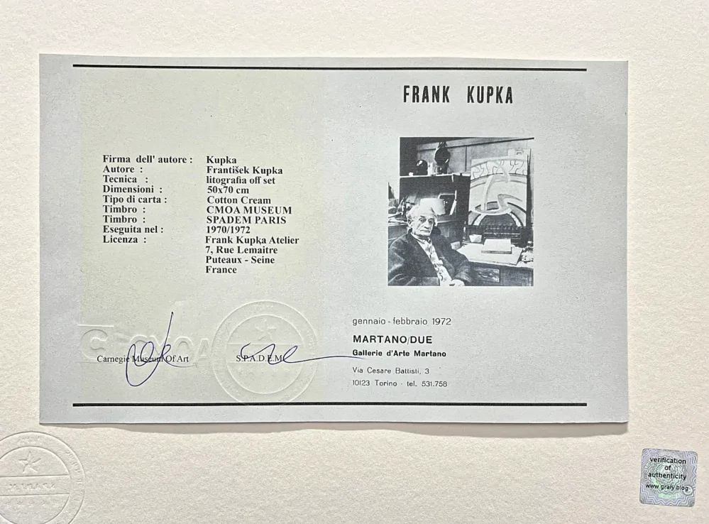 František Kupka - Red and blue composition 201/350 - limitovaná edice s certifikátem, 50x70cm