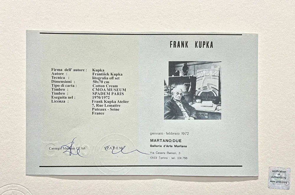 František Kupka - Beige composition 95/350 - František Kupka - limitovaná edice s certifikátem, 50x70cm