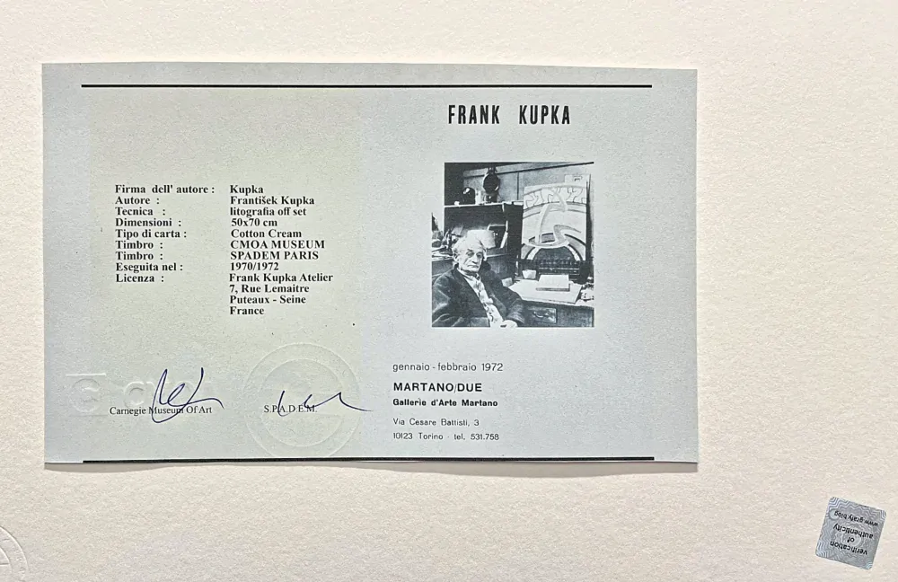 František Kupka - Abstrakce s červenou a modrou II 10/350 - limitovaná edice s certifikátem, 50x70cm