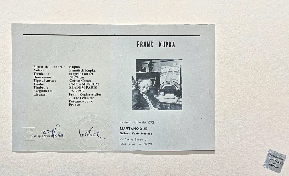 František Kupka - Abstrakce v červené a modré III 61/350 - limitovaná edice s certifikátem, 50x70cm