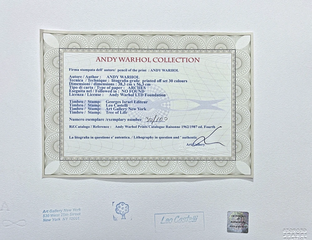 Andy Warhol - Cat Sam tmavě růžový 30/100 - edice Leo Castelli s certifikátem