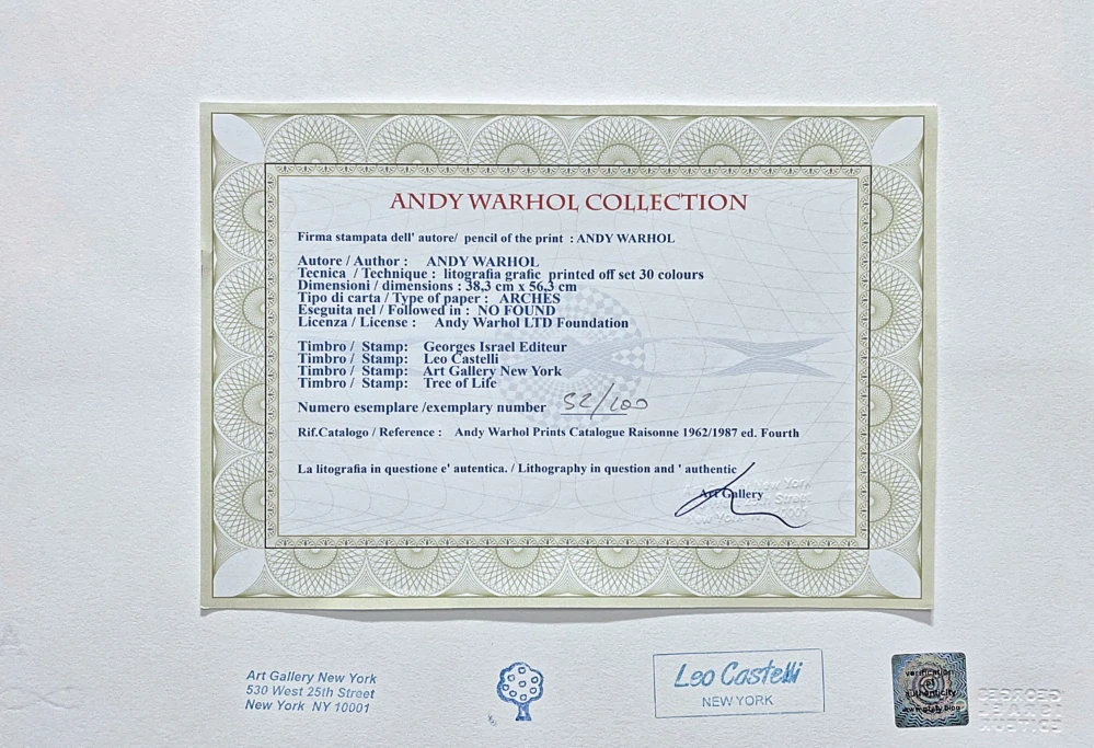 Andy Warhol - Popeye 52/100 - edice Leo Castelli s certifikátem