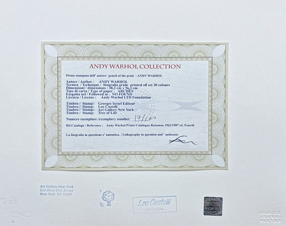 Andy Warhol - 20x Cow 17/100 - edice Leo Castelli s certifikátem