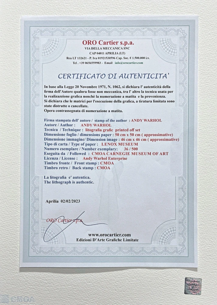 Andy Warhol - Moonwalk světle modrý x/500 - signováno, 50x50cm, limitovaná edice CMOA s certifikátem