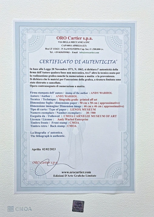 Andy Warhol - Marilyn Monroe oranžová 30/500 - signováno, 50x50cm, limitovaná edice CMOA s certifikátem