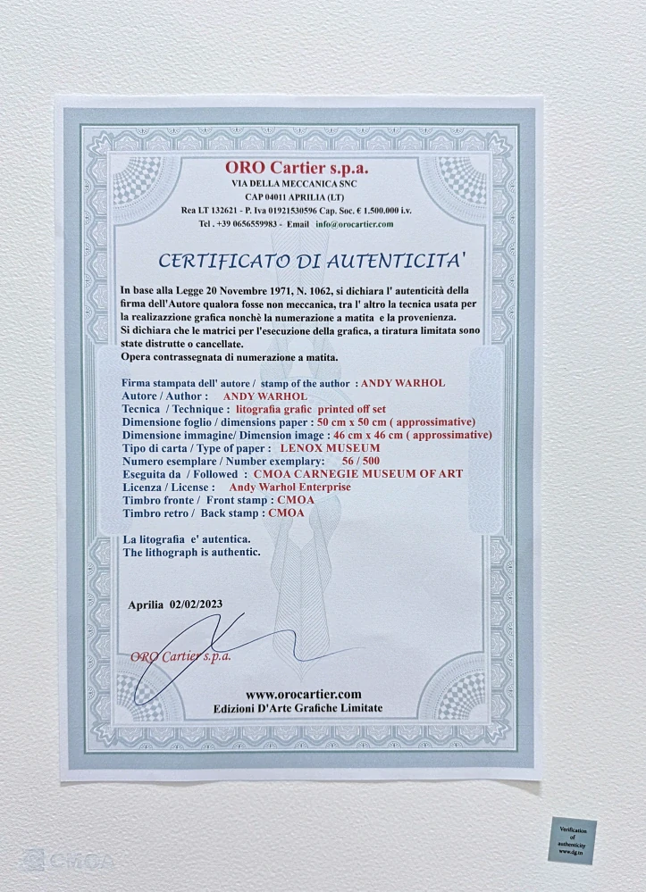 Andy Warhol - Mobilgas modrý 56/500 - signováno, 50x50cm, limitovaná edice CMOA s certifikátem