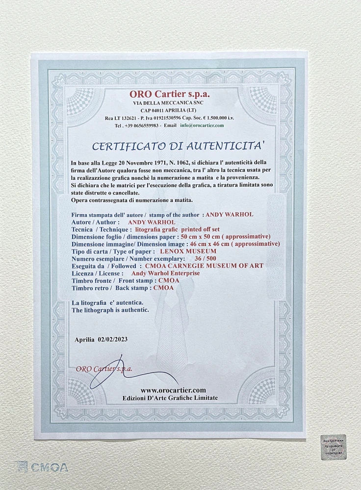 Andy Warhol - Sitting Bull bílo-modrý 36/500 - signováno, 50x50cm, limitovaná edice CMOA s certifikátem