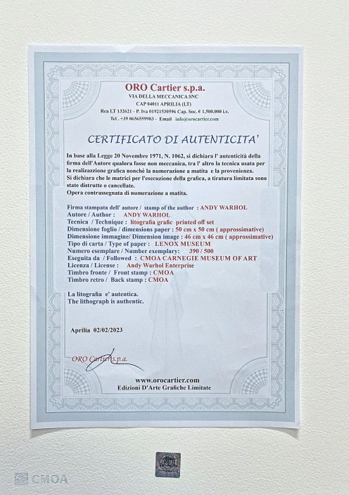Andy Warhol - Banana 390/500 - signováno, 50x50cm, limitovaná edice CMOA s certifikátem