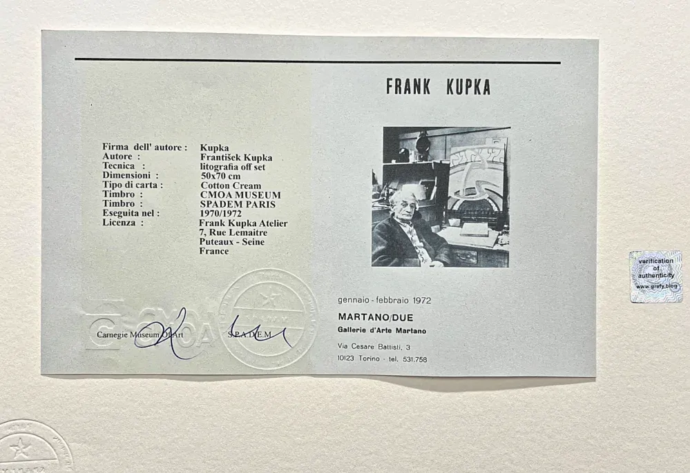 František Kupka - Plány s červenou a modrou 15/350 - limitovaná edice s certifikátem, 50x70cm