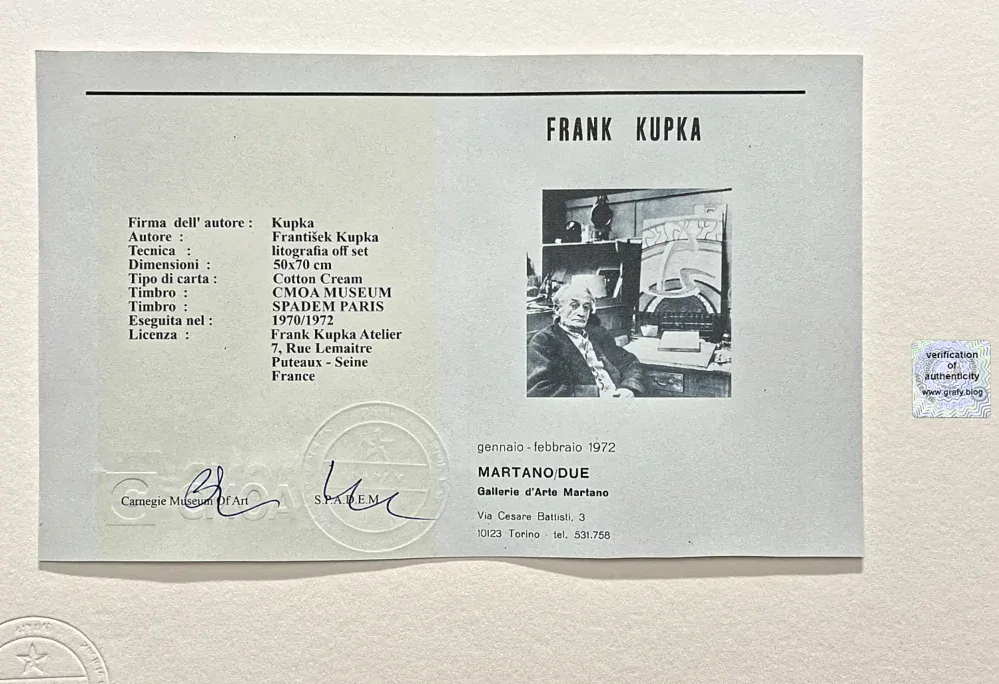 František Kupka - Studie na červeném pozadí 62/350 - limitovaná edice s certifikátem, 50x70cm