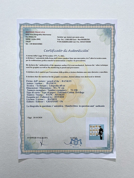 Banksy - Happy Face 73/100 - číslovaná edice s certifikátem, 50x70cm