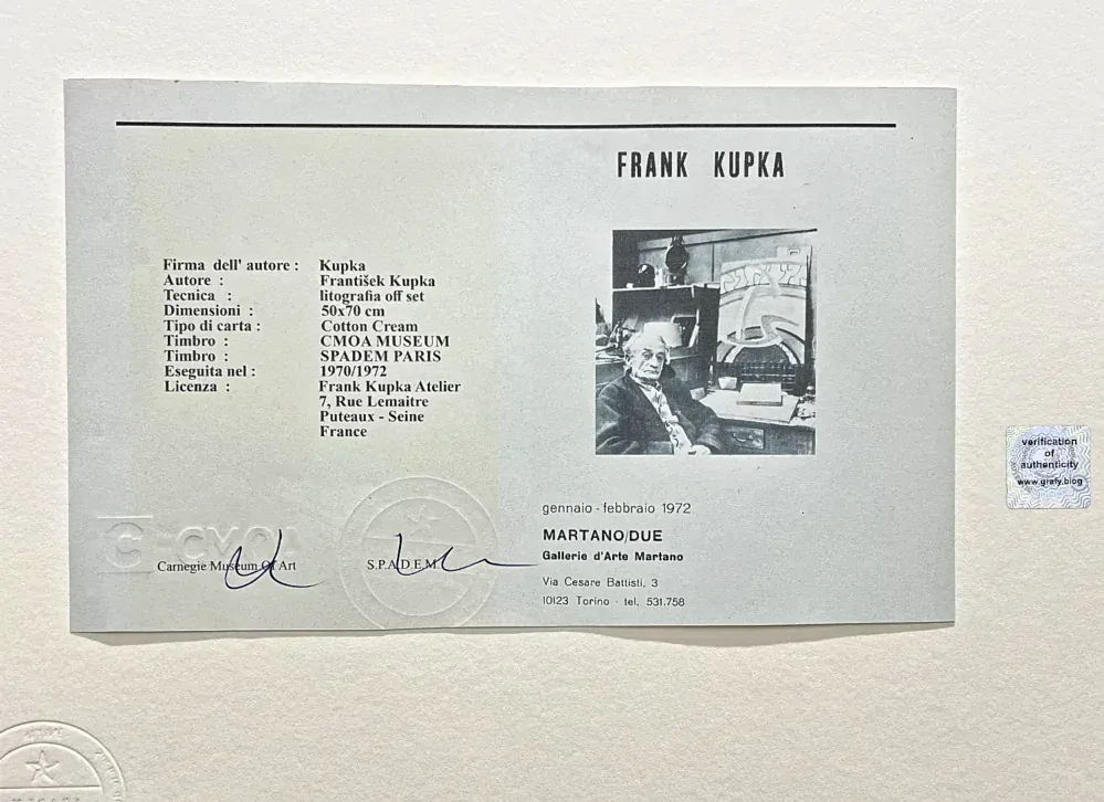 František Kupka - Red and blue disks 118/350 - limitovaná edice s certifikátem, 50x70cm